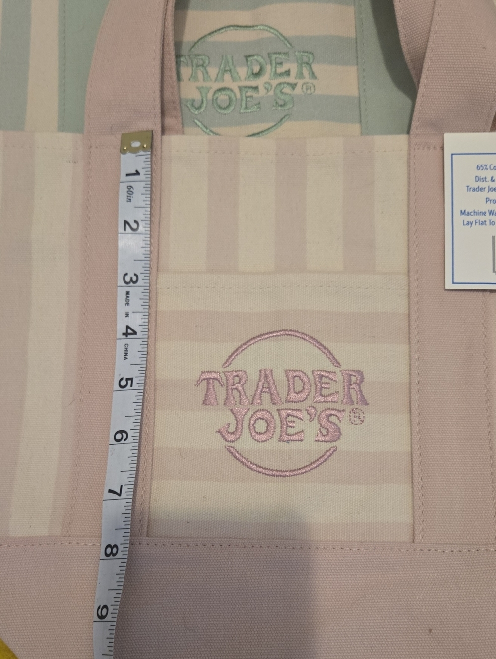 Trader Joe's Mini Canvas Tote Bag SET - Pastel Stripes - Picture 2 of 5
